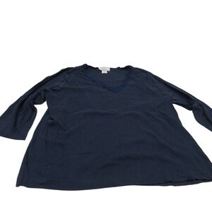 New York City Design Co., Women's Size 1X, Blue, 3/4 Sleeve, Lace‎ Trim V-Neck